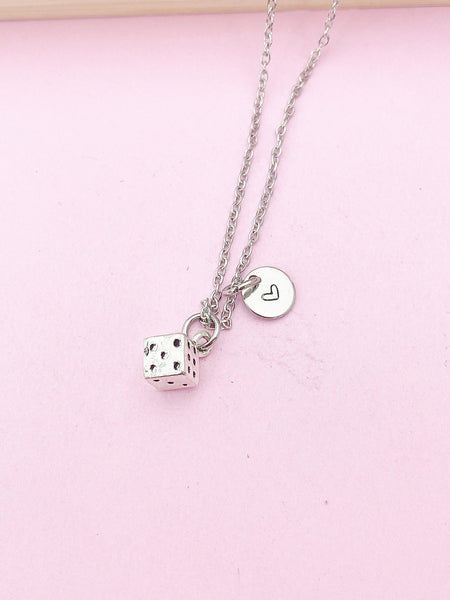 Silver Dice Charm Necklace, N763