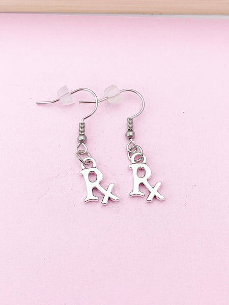 Silver Rx Charm Earrings, N3755