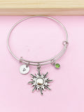 Silver Sunburst Charm Bracelet Gift, Sun Bracelet, N2113