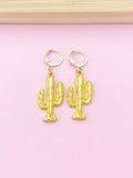 Gold Plated Cactus Charm Earrings, Cactus Jewelry, N2745
