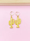 Gold Plated Cactus Charm Earrings, Cactus Jewelry, N2745