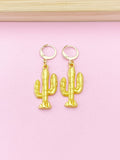 Gold Plated Cactus Charm Earrings, Cactus Jewelry, N2745