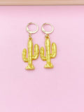 Gold Plated Cactus Charm Earrings, Cactus Jewelry, N2745