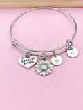 Silver Special Friend Sunflower Charm Bracelet, N966