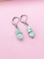 Silver Larimar Earrings, Natural Gemstone Jewelry N3971A