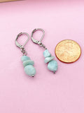 Silver Larimar Earrings, Natural Gemstone Jewelry N3971A