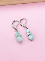 Silver Larimar Earrings, Natural Gemstone Jewelry N3971A
