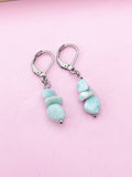 Silver Larimar Earrings, Natural Gemstone Jewelry N3971A