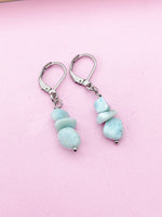 Silver Larimar Earrings, Natural Gemstone Jewelry N3971A