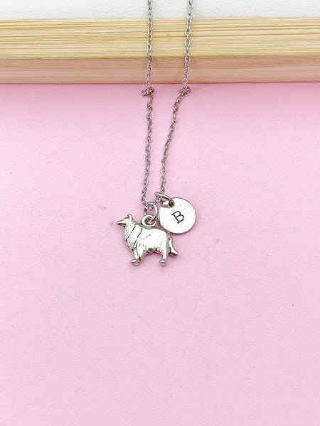 Silver Collie Dog Charm Necklace, Collie Dog Domestic Animal Charm, N4371