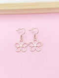 Rose Gold Cherry Blossom Earrings, Peace Plum Flower Charm
