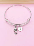 Silver Daisy Flower Charm Bracelet, Daisy Flower Florist Jewelry Gift, N5756