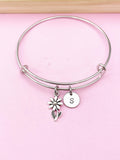 Silver Daisy Flower Charm Bracelet, Daisy Flower Florist Jewelry Gift, N5756