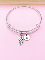 Silver Daisy Flower Charm Bracelet, Daisy Flower Florist Jewelry Gift, N5756