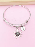 Silver Daisy Flower Charm Bracelet, Daisy Flower Florist Jewelry Gift, N5758