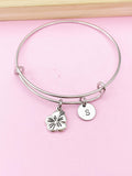 Silver Hibiscus Tropical Flower Charm Bracelet, Hibiscus Tropical Flower Florist Jewelry Gift, N4649A