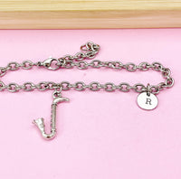 Silver Bass Clarinet Charm Bracelet, Music Charm, Matching Band Gifts, Personalized Gift, N1295A