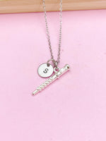 Silver Flute Charm Necklace, Music Gift, Matching Band Gifts, N2931A