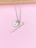 Silver Flute Charm Necklace, Music Gift, Matching Band Gifts, N2931A