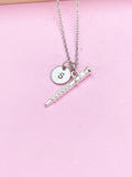 Silver Flute Charm Necklace, Music Gift, Matching Band Gifts, N2931A