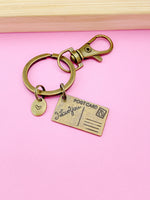 Bronze Postcard Charm Keychain, Love Letter Gifts, N5280