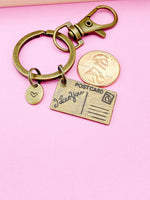 Bronze Postcard Charm Keychain, Love Letter Gifts, N5280