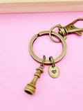Bronze Queen Chess Piece Keychain Personalized Customized Monogram Made to Order Jewelry, N4191