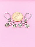 Silver or Gold Bicycle Charm Earrings, N157A