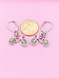 Silver or Gold Bicycle Charm Earrings, N157A