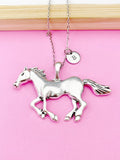 Horse Necklace, Silver Large Running Horse Jewelry, Personalized Gifts, N4654