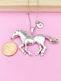 Horse Necklace, Silver Large Running Horse Jewelry, Personalized Gifts, N4654