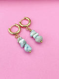 Silver Larimar Earrings, Natural Gemstone Jewelry N3971B