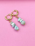 Silver Larimar Earrings, Natural Gemstone Jewelry N3971B