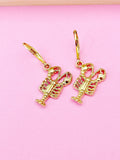 Gold Lobster Ocean Charm Earrings, Shrimp, N4860A