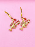 Gold Lobster Ocean Charm Earrings, Shrimp, N4860A