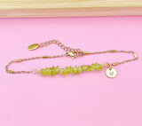 Gold Peridot Bracelet, Natural Gemstone Jewelry Gift, N4897A