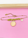 Gold Peridot Bracelet, Natural Gemstone Jewelry Gift, N4897A