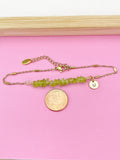Gold Peridot Bracelet, Natural Gemstone Jewelry Gift, N4897A