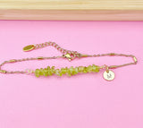 Gold Peridot Bracelet, Natural Gemstone Jewelry Gift, N4897A