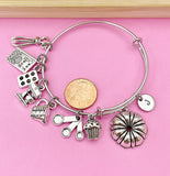 Silver Baking Charms Bracelet, Bakery Baker Jewelry Gifts, N1786B