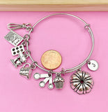 Silver Baking Charms Bracelet, Bakery Baker Jewelry Gifts, N1786B
