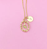 Gold Tulip Flower Charm Necklace, N2033A