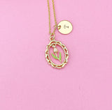 Gold Tulip Flower Charm Necklace, N2033A