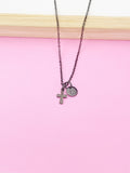 Black Small Cross Pendant Necklace, Womens Personalized Necklace, N2039