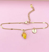 Gold Mangoes Charm Bracelet, Mango Tropical Fruit Charm, Birthday Gift, N5164A