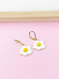 Gold Poached Egg Charm Earrings, Star Egg Jewelry, N4979A