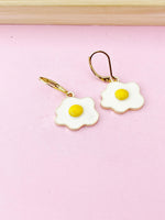 Gold Poached Egg Charm Earrings, Star Egg Jewelry, N4979A
