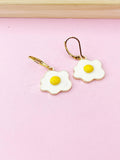 Gold Poached Egg Charm Earrings, Star Egg Jewelry, N4979A