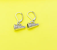 Silver Megaphone Cheerleader Charm Earrings, N5299B