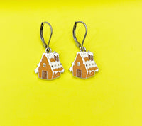 Gold Snow House Charm Earrings, N5769